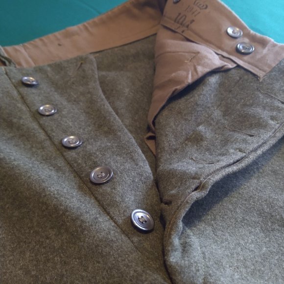 Vintage 1941 WW2 Swedish 104 Wool Military Cargo Field Pants - Picture 4 of 8